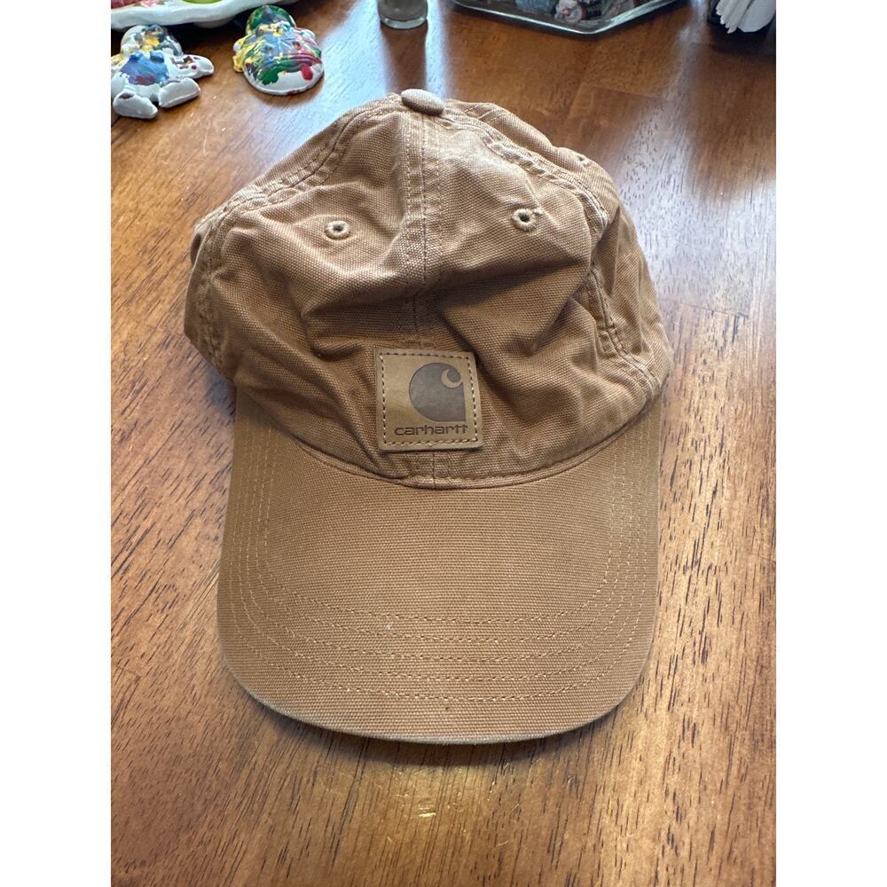 Carhartt Brown Canvas Hat Adjustable Strap Workwear Cap Streetwear Dad Hat